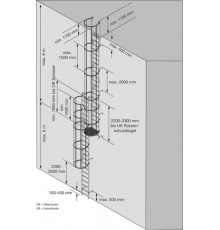 Стационарная многомаршевая лестница для зданий KRAUSE (сталь) 10,92 м для лиц с малым опытом 836007
