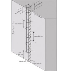 Стационарная одномаршевая лестница для оборудования KRAUSE (сталь) 5,60 м без перехода 836717