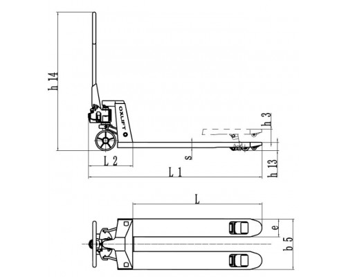 Широковильная гидравлическая тележка OX25-PU115(W850) Oxlift